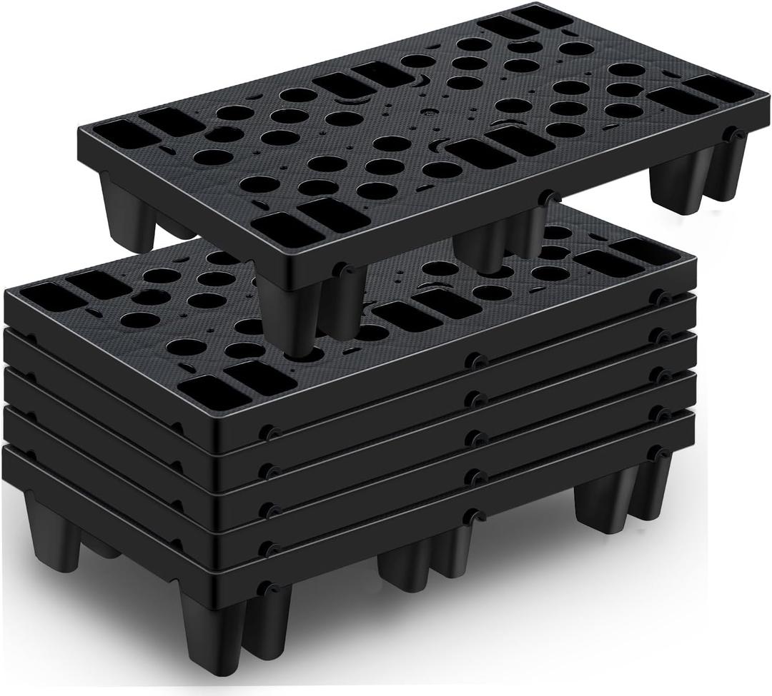6pcs Plastic Pallets for Basement Storage Lightweight Waterproof Floor Pallets with Breathable Grids Applicable to Indoor and Outdoor, Garages and Kitchen(6pcs-11.8 * 19.7 * 3.9in)