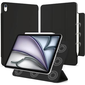 for iPad Air 13 inch M4/M3/M2 Case (2026/2025/2024,Model A3268/A3269/A3271), Auto Sleep/Wake and Magnetic Closure, Slim Trifold Stand Case, PU Leather Cover, Support Apple Pencil Pro, Black