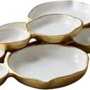 Clustered Serving Bowl, Nine-Grid Design Gold Charcuterie Tray, Elegant Snack Platter, Multipurpose Entertaining Centerpiece for Parties, Appetizers, Nuts, Fruit (White), Large