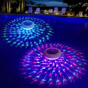 Solar Floating Pool Lights Flamingo Dynamic Lighting Effect, RGB Color Changing Auto Glow Flamingo Pool Light That Float, IP68 Waterproof Hangable Floating Lights for Pools Party Decor - 2PCS