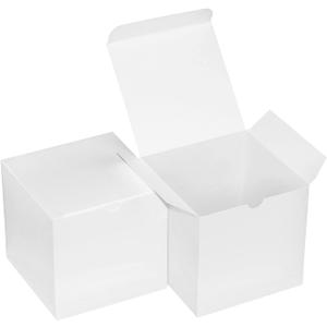 Xxcxpark 48 PCS White Gift Boxes 4x4x4 inches, Decorative Party Favor Gift Packaging Box with Lid for DIY Crafting, Cube, Cupcake, Kraft Present Boxes for Birthday, Wedding, Anniversary