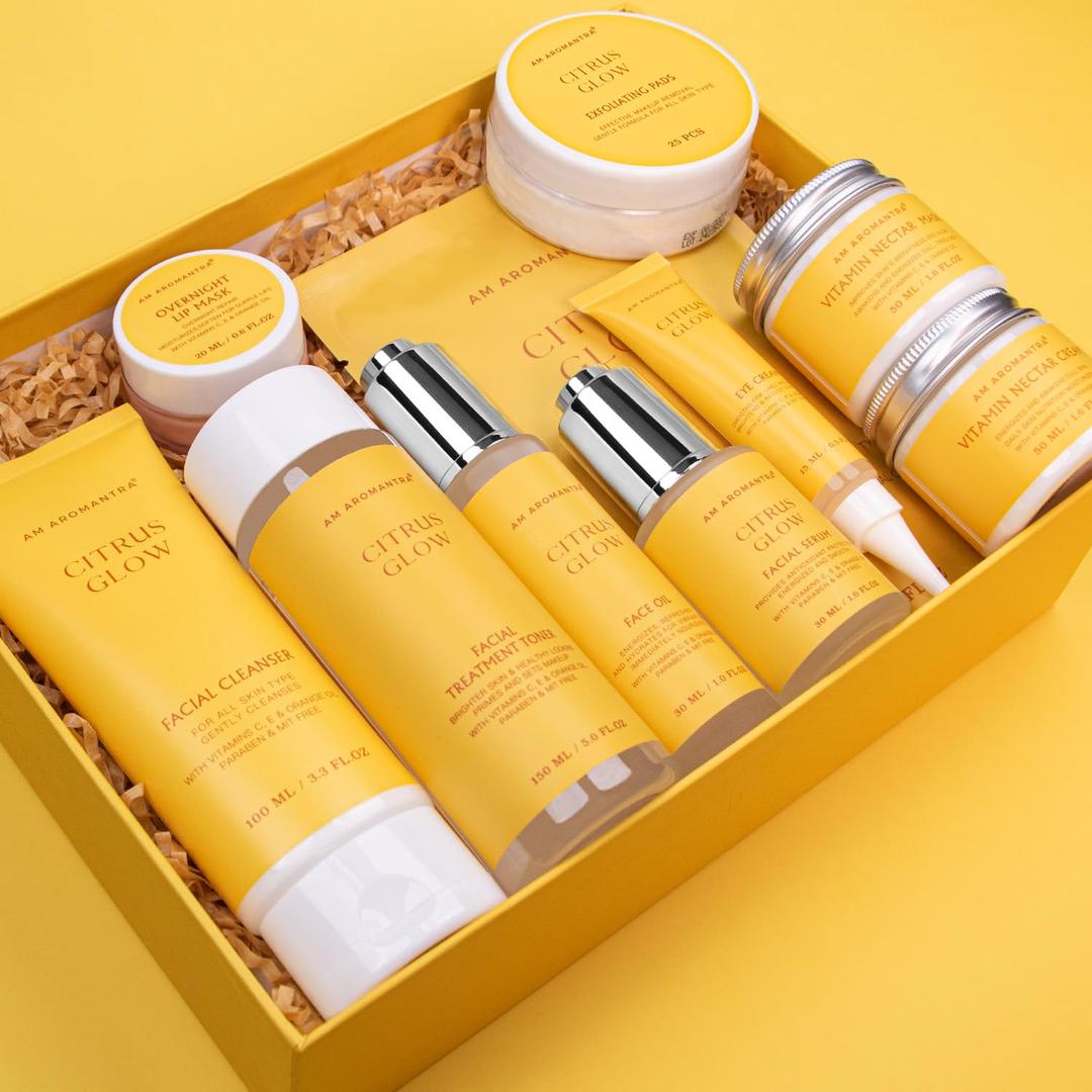 Complete 10-Piece Skin Care Set|Rich in Orange Essential Oil, Vitamin C, Vitamin E| Hydrating, Revitalizing, and Nourishing Facial Treatment  Achieve Radiant and Youthful Skin