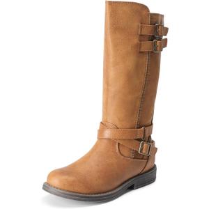 DREAM PAIRS Girls Knee High Fashion Riding Boots for 6 Big Kid, Tan 03