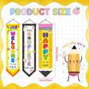 Blulu 3 Pcs Back to School Banners Classroom Motivational Porch Signs 47''x12'' School Pencil Porch Banner Decorations for Indoor Outdoor Door Wall Classroom Party Supplies Decoration
