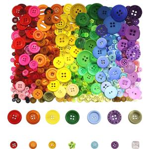 800 Pcs Assorted Sizes Resin Buttons,Round Craft Buttons for Sewing DIY Crafts,Children's Manual Button Painting, 0.6 Cm to 3 Cm