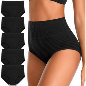 Womens Underwear Full Coverage Panties for Ladies Soft Breathable Cotton Briefs High Waisted Hipster, M/L (Black)