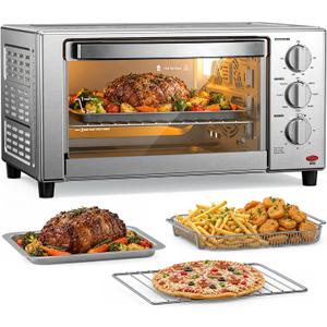 Kismile Air Fryer Toaster Oven, 1500W, 7-in-1 with Air Fry, Convection, Broil & Warm, 0.78 Cubic Feet, 60-Minute Timer, Stainless Steel
