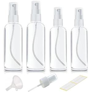 Xolaawa Small Spray Bottle, Clear Empty Mini Travel Plastic Bottle. Premium spray bottles for perfumes and cosmetics. 2 * 1oz, 2 * 1.7oz. (4 Pack)
