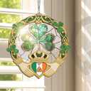 FLAGWIX St Patricks Day Decorations - Saint Patricks Day Decor Double Layered 12 inch Hanging Suncatcher - Irish Shamrock Celtic Cross Home Decoration, Gifts for Women Men, Gifts for Friends