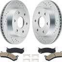 BDFHYK Front Brake Kit Compatible with GMC Savana 1500 03-08, Yukon XL 1500 01-06, Compatible with Chevrolet Express 1500 03-08, Drilled Slotted Brakes Rotors and Ceramic Brake Pads, Replace S-55054