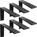 WINKER Countertop Support Bracket 6 Pack Heavy Duty 3/8" Thick Hidden L Shelf Bracket 10" x 6" x 2.5" Metal Corbels for Quartz/Granite/Wood/Concrete/Laminate Countertops, Black