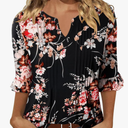 KISSMODA Womens 3/4 Length Sleeve Tops Summer Blouses Spring Ruffle Tunic T-Shirts Dressy Casual L