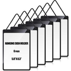 Thyle 6 Pcs Business Retail Hanging Sign Holder 8.3 x 5.8 Inch Plastic Advertising Signage Sign Holder Craftsman's Stall Clear Poster for Store Supermarket Exhibition Mall Restaurant Display