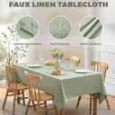 Faux Linen Farmhouse Table Cloth 60"x144" for 10 ft Rectangle Table, Sage Green Waterproof Outdoor Washable Cloth Tablecloth for Rectangular Dining Room Kitchen Outdoor Party Restaurant Table