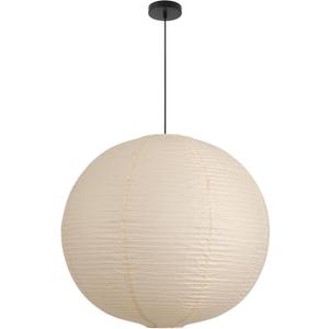 Fivemengo Large Paper Pendant Light with Cord and Canopy, 23.6in Off White