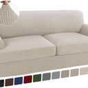 Turquoize 3 Piece T Cushion Sofa Slipcovers Stretch Couch Cover Furniture Covers with 2 Individual T Cushion Covers, Washable (2 Cushion Sofa, Island Fossi)