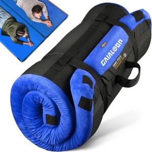 3 Inch Memory Foam Camping Mattress, Dual Layer Thick Sleeping Camp Pad for Car Tent Cot, Roll-Up Portable Glamping Floor Bed for Guests Sleepover (2PCS TWIN:75*38*3", Lapis Blue)