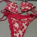 ZAFUL Women's Triangle Bikini Floral String Bikini Set Two Piece Swimsuit Bathing Suits (Pink, M)