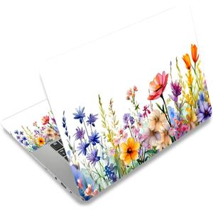 White 12 12.1 13 13.3 14 15 15.4 15.6 in Skin Laptop Sticker Decal, Netbook Skins for Notebook, Universal Vinyl Laptop Decor Cover for Girl Women, Waterproof Art Protector I Colorful Wildflowers