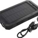 BoxWave Universal Solar Rejuva PowerPack (10000mAh) (15W), Solar Powered Backup Power Bank 10000mAh - Jet Black, Power Bank for Smartphones and Tablets