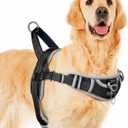 ADVENTUREMORE Dog Harness Medium Sized Dog No Pull, Dog Halter Harness Adjustable Reflective Dog Vest Escape Proof Dog Harness with Easy Control Front Clip Handle for Training Walking M Black