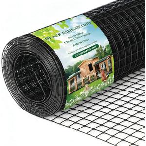 Gbekery Black Hardware Cloth 1/2inch 48in x 100ft 19 Gauge, PVC Coated Galvanized Steel Chicken Wire Fence Roll Garden Plant Welded Metal Wire Fencing Roll, Rabbit Cages Snake Fence, Black