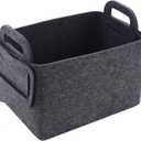Storage Basket Felt Storage Bin Collapsible& Convenient Box Organizer with Carry Handles for Office Bedroom Closet Babies Nursery Toys Laundry (Dark grey, 17.9inchL12.2inchW11.6inchH)