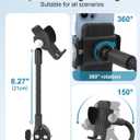 Gooseneck Phone Holder Mount for Wheelchair/Stroller/Boat/Treadmill/Spin Bike/Mic Stand, Cell Phone Handlebar Clamp with Adjustable Arm for iPhone 16 Pro Max, Galaxy, All 4-7" Smartphone