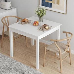 VECELO Square Dining Table for 2-4 People, 29"x29" Minimalist Kitchen Table with Sturdy Wooden Legs, Versatile Table Desk for Small Space,Dining Room,Living Room,Home Office,Easy Assembly,White, 29" x 29" x 30"
