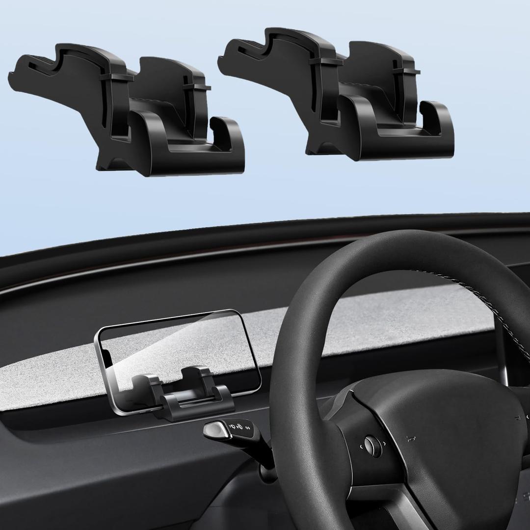 Silicone Car Cell Phone Mount On The Vent for Tesla Model Y and Model 3 2023 2022 2021 2020 2019 2018 2017 Harmless Material Easy to Install iPhone Mobilephone Holder - 2 Packs