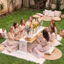 Wesiti 2 Pcs Low Picnic Table Foldable Lightweight Picnic Table Set 59" x 21" with Extra Large Outdoor Camping Blanket Sandproof Boho Beach Woven Cotton Yarn Blanket for Camping Beach Patio