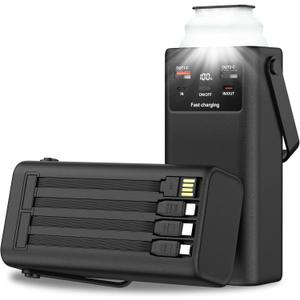 Portable Charger 40000mAh Power Bank Built-in Cable,PD 22.5w Fast Charging Powerbank, LED Display External Battery Pack with Retractable Auto Lighting, Travel Phone Charger for iPhone,Samsung,Google