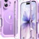 Diaclara Magnetic Designed for 17 Case Full Body Bumper,[Compatible with MagSafe] Military Drop Proof Cover with Built-in Touch Sensitive Anti-Scratch Screen Protector Purple