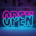 Neon Open Sign - Bright LED Open Signs for Business Wall Decor Blue Pink Open USB Light up Signs for Store, Bar, Club, Salon, Coffee Store, Restaurant, Hotel, Retail Shop, Window, Storefront