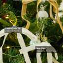 2 x Velvet Christmas Tree Bows  24 Pcs Holiday Bows (3/8" Wide, 5x7) with Star Clips  Easy Hanging for Tree, Wreath, Gifts & Dcor (White)