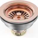 BOTEMY B9173 Kitchen Sink Drain Assembly 3-1/2 inch with Removable Sink Strainer Basket/Stopper 304 Stainless Steel (Antique Copper)