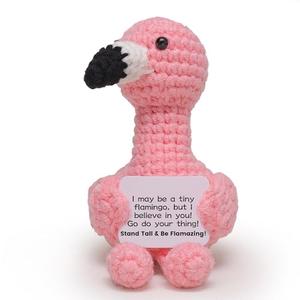 OkiyiD Mini Positive Flamingo Crochet Gifts, Handmade Emotional Support Flamingo Toy for Women Girls Friends Sister Birthday Graduation Xmas Inspirational Gifts