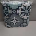 Dintszyayue Boho Quilt Set Queen Size, Aztec Western Blue Quilt Bedspread Set, 3 Pieces Bohemian Southwestern Stripe Bedding Set Soft Lightweight Coverlet Set for All Season