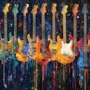 Adult Entertainment Jigsaw Puzzle 1000 Pieces Guitar Splash Ink Interesting Parent Family Entertainment Leisure Fun Interactive Wooden 20x28in