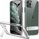 JETech Case for iPhone 11 Pro Max 6.5-Inch with Stand, Support Wireless Charging, Slim Shockproof Bumper Phone Cover, 3-Way Metal Kickstand (Clear)
