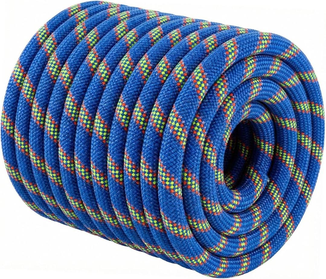 Double Braided Arborist Rigging Rope, 1/2" x 100 ft Strength Bull Rope, 48-Strand Polyester Static Rope for Tree Work, Pulling, Towing, Swing(Blue)
