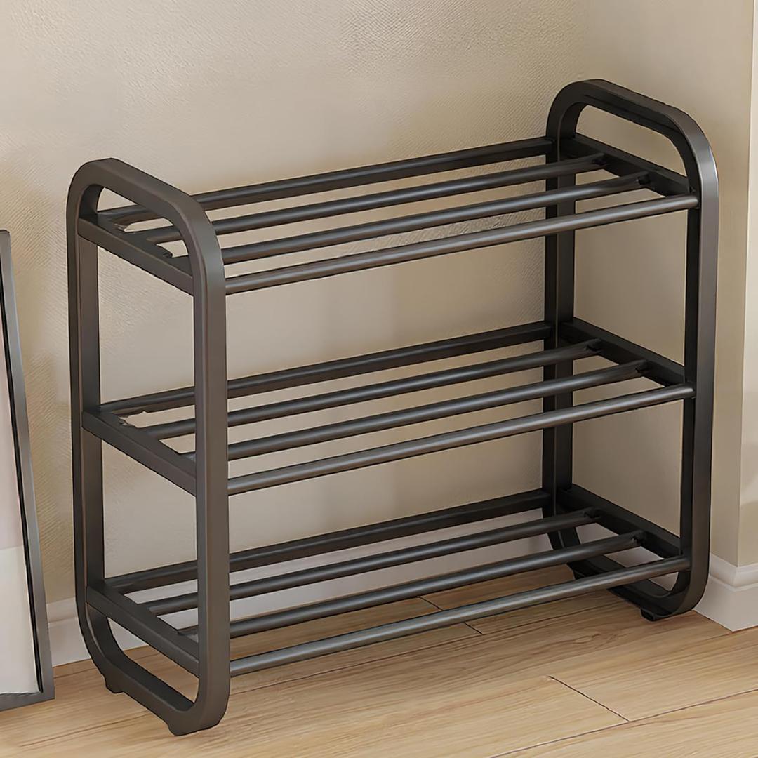 Expandable Shoe Rack Narrow Vertical Organizer Cabinet Sturdy Free Standing Shoe Rack Storage Shelf for Closet, Entryways, Hallways & Living Rooms 3 Tier - 23.6" W Hold 9 Pairs (Black)