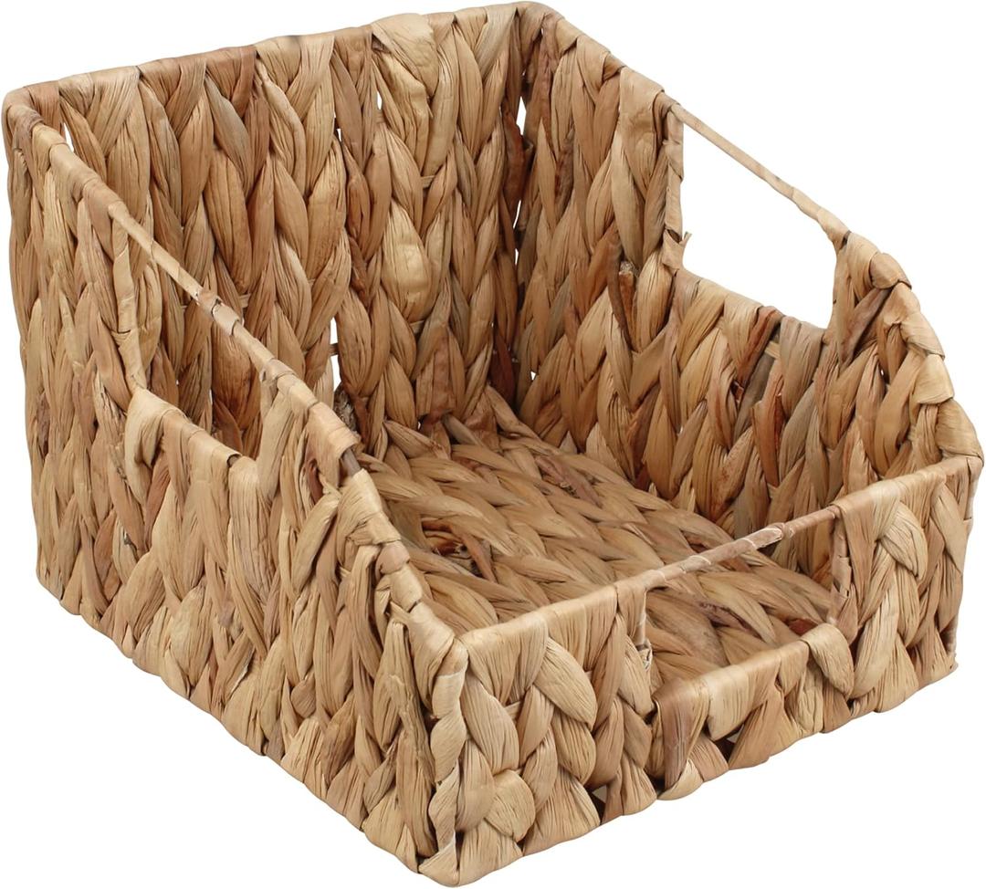 Wicker Pantry Basket with Built-in Handles, Natural Water Hyacinth, 1-Pack