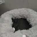 ELSKER&HOME Calming Dog & Cat Bed,Donut Washable Warming Soft Round 23 inches Dog Beds for Small Dogs,Anti-Anxiety Fluffy Plush Cushion Bed Fits up to 25 lbs Pets (Grey)