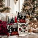 BBOLDIN Christmas Throw Pillow Covers 18x18, Christmas Pine Tree Snowflake Red Black and Grey Pillow Cases Set of 4, Winter Holiday Cushion Covers Decorations for Indoor Sofa Living Room Farmhouse