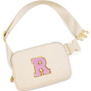 2 x Uygafly Birthday Gifts for 4 5 6 7 8 9 10 11 12 13 Year Old Girl,Gift for Teen Girls Kids Toddler,Personalized Initial Fanny Pack Purse Crossbody Bag Belt Bag Cute Trendy Stuff | Khaki,R