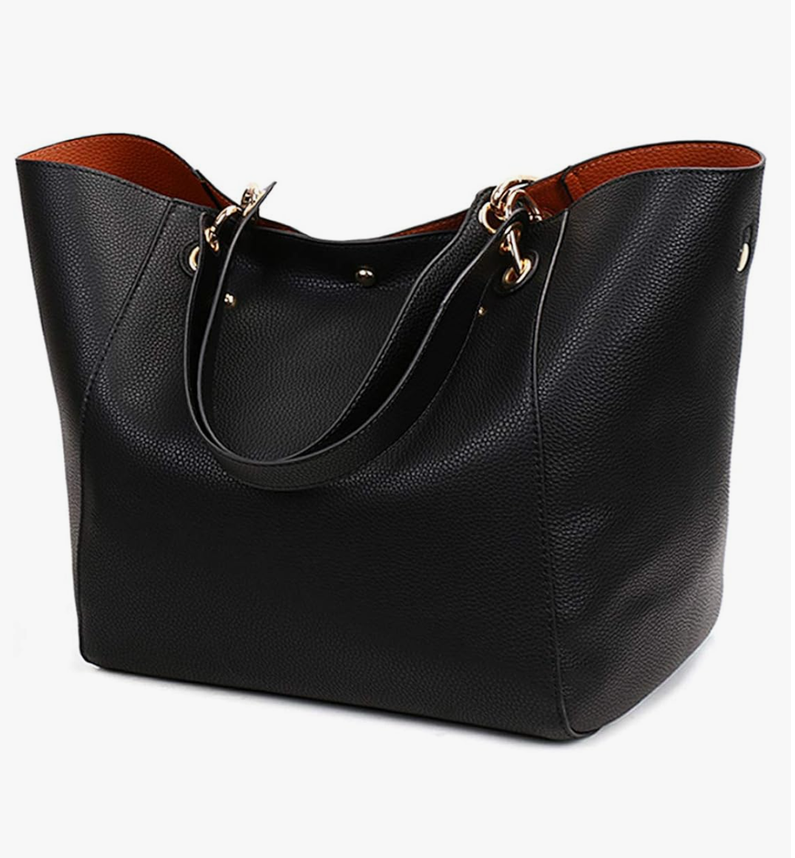 Pahajim Large Capacity Work Tote Bag for Women Ladies Bucket Purses and Handbags Designer Travel Shoulder Purse, Black 