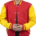 Men's Fashion Varsity Jacket Causal Slim Fit Wool Letterman Baseball Bomber Jackets (Red, M)
