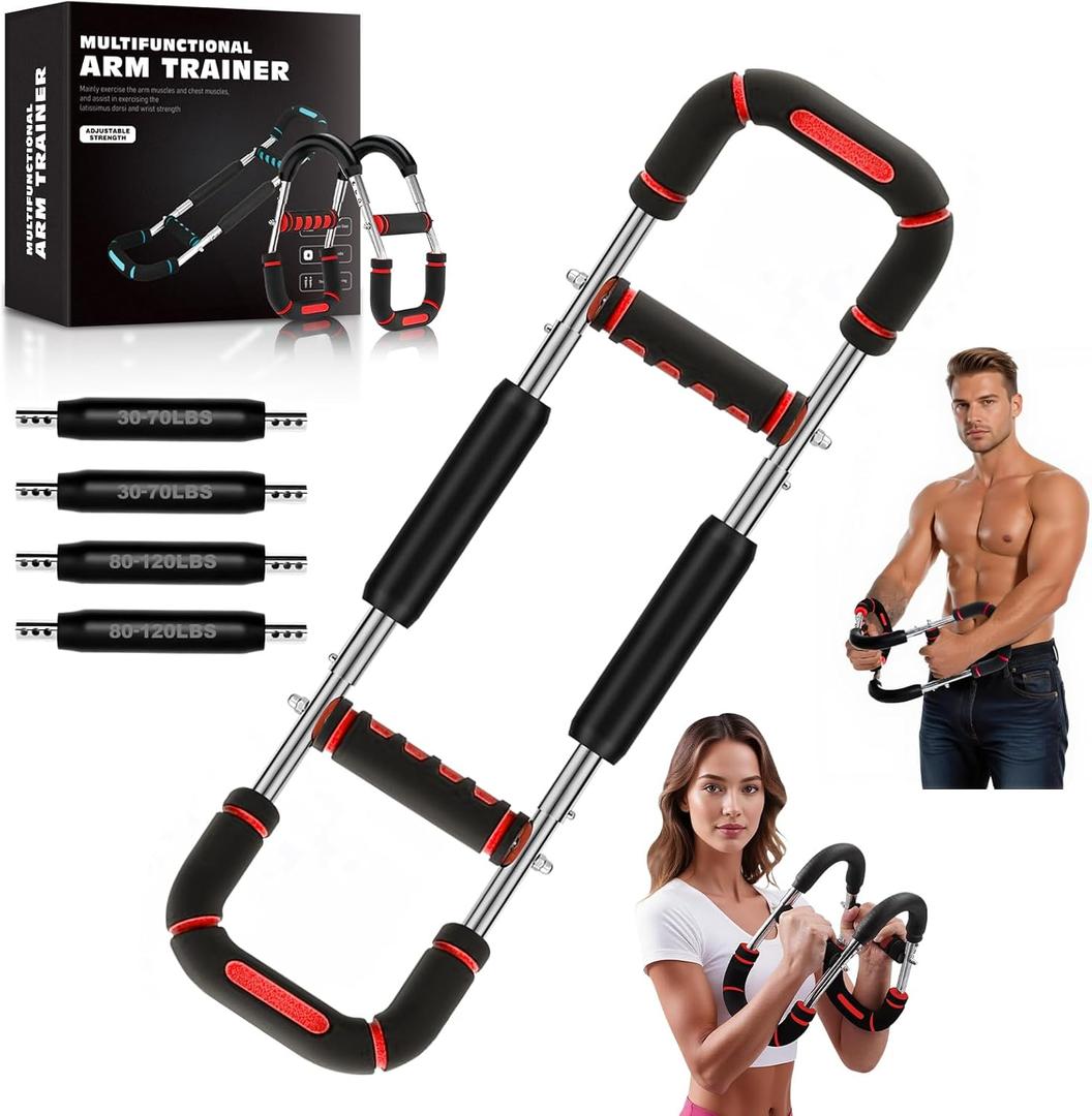 Twister Arm Trainer Adjustable 6 Resistance Levels(30-120lbs) Twister Arm Chest Exerciser with 4 Springs for Men & Women, Portable Body Workout Equipment, Detachable Design Fitness Home Anywhere
