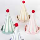 Meri Meri Birthday Party Hats, Pack of 8 Bright and Colorful Cone Birthday Hats for Kids & Adults, Cone Party Hats